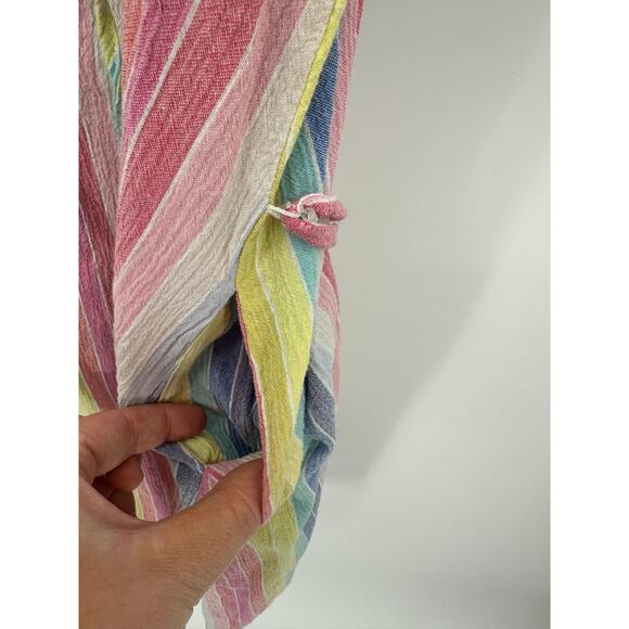 Drapers James RSVP Dress Women Large Pastel Striped Knee Length Rainbow Pockets - Picture 8 of 8